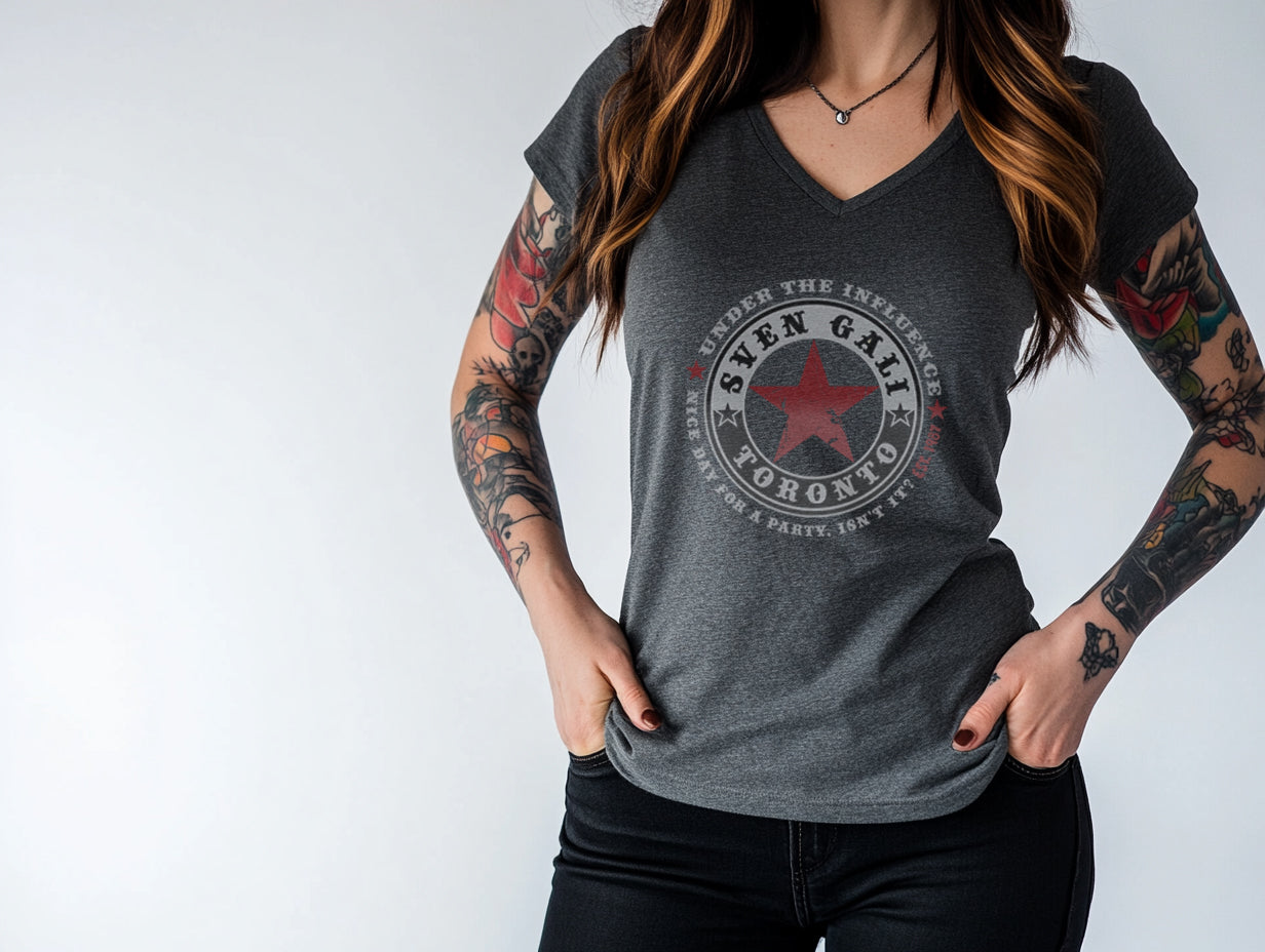 Women's V Neck T-Shirt - Grey